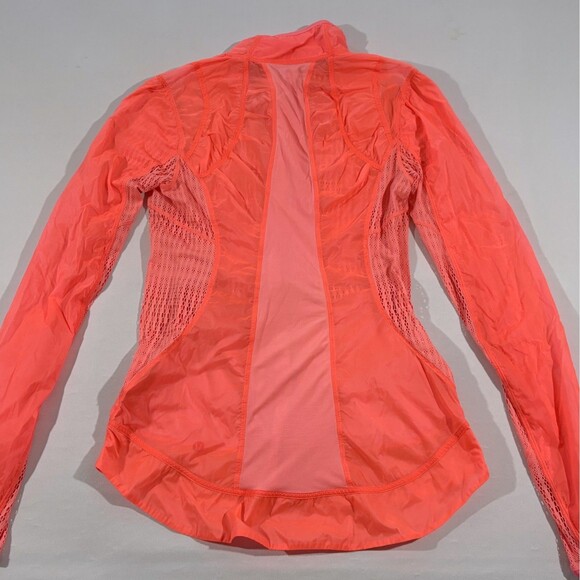 Lululemon Nothing to Hide Jacket Hot Orange Rain Jacket Zip Windbreaker Sz 6 - Picture 13 of 15